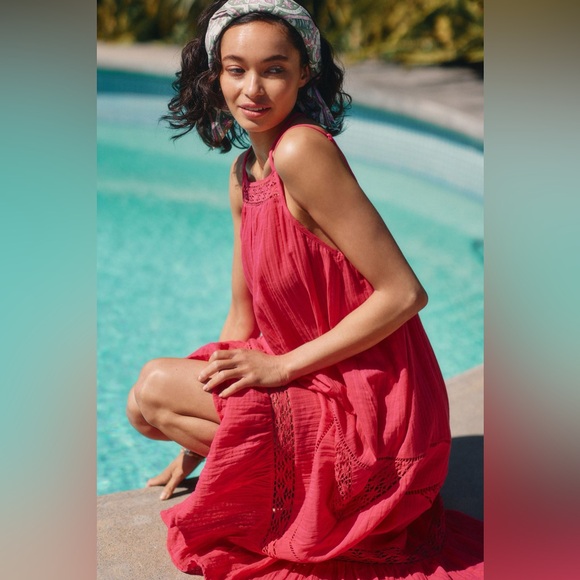 Anthropologie Crochet Trim Gauze Dress - Picture 7 of 7